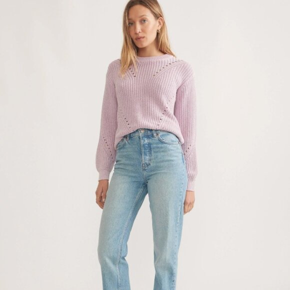 Large - MARINE LAYER - Lilac Ramona Crewneck Sweater 100% Cotton NEW $128 msrp - Picture 2 of 9